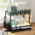 Dish Drainer 2 Tier Black with Drip Tray